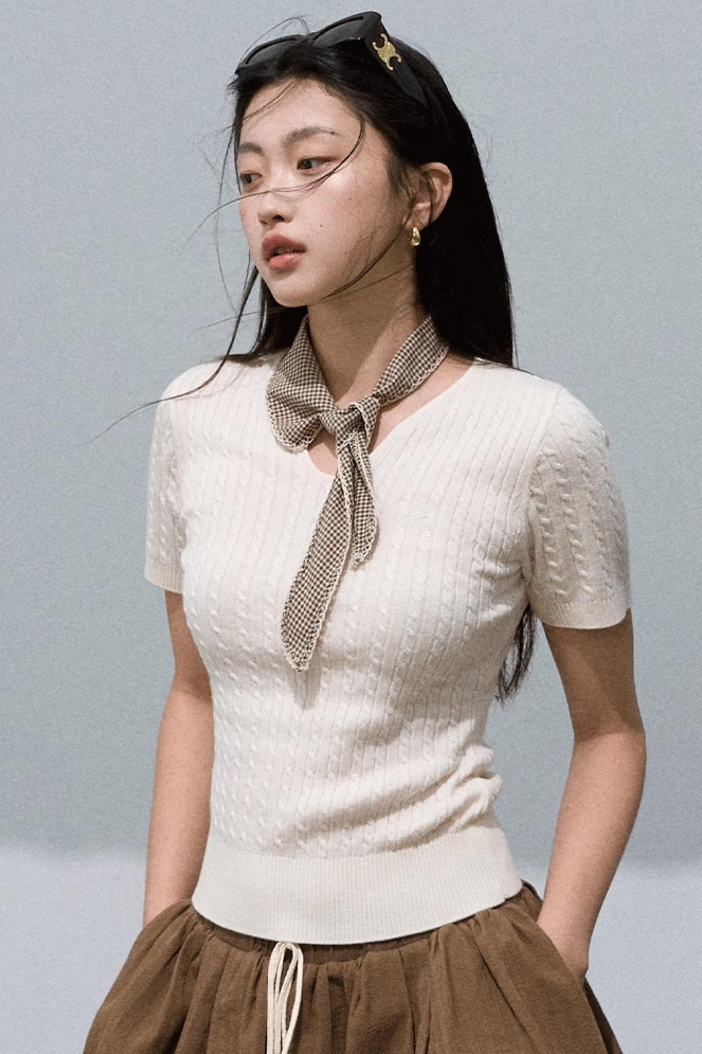 Soft Waxy V-Neck Knit Top