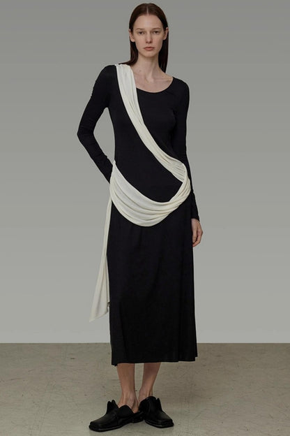 Autumn Contrast Long Dress