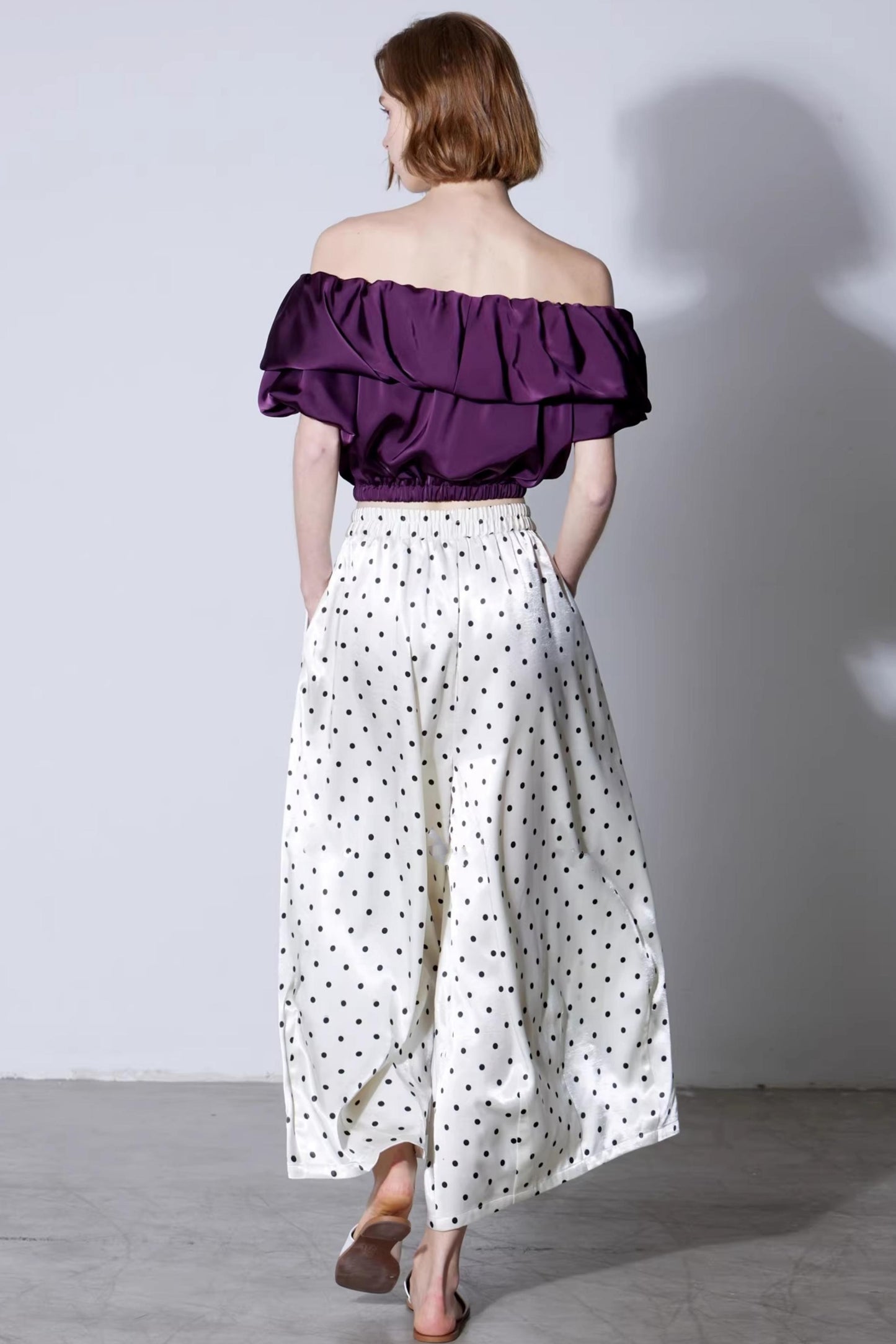 Off-White Polka Dot Silk Pants