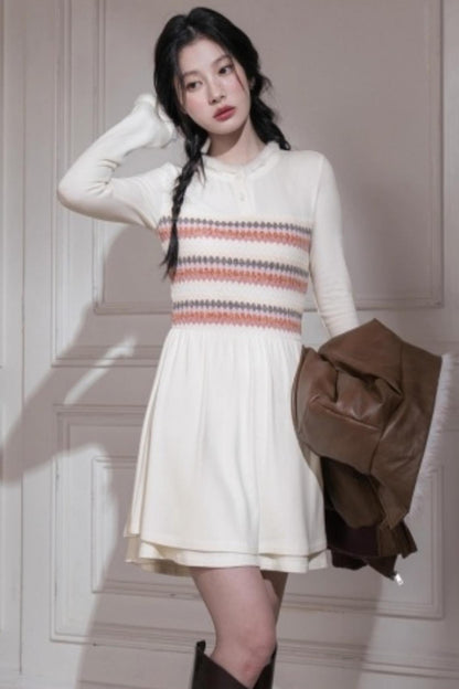 Frosted Milk Apricot Knitted Dress