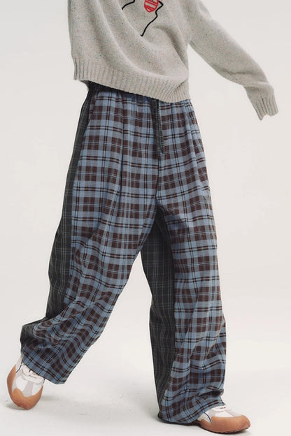 Colorful Embroidery Plaid Pants