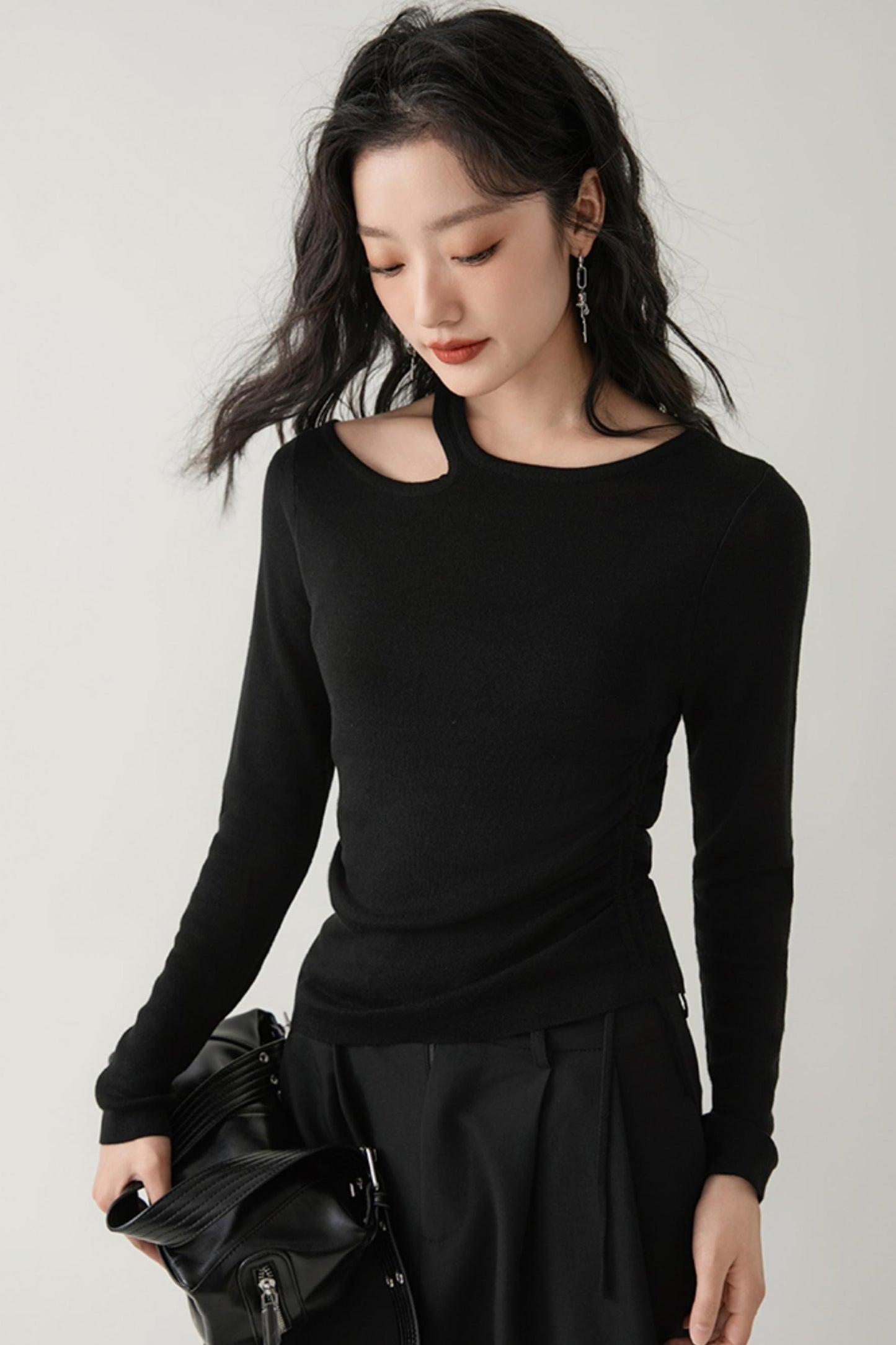 Drawstring Knitted Base Layer Top