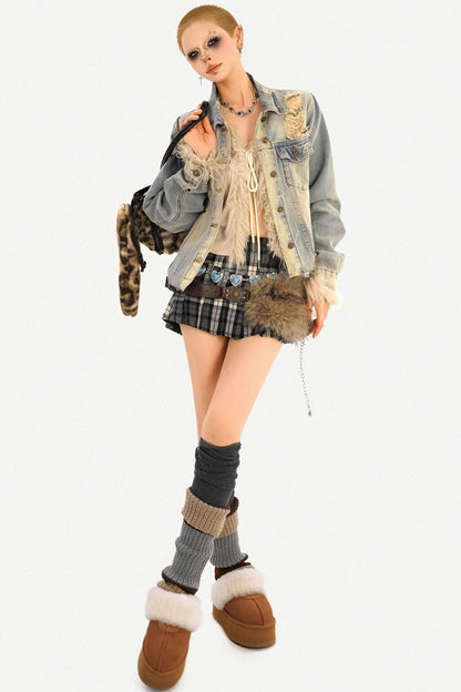 Gradient Distressed Denim Jacket