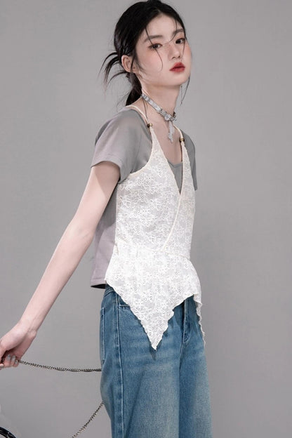 Graue Layering-T-Shirts