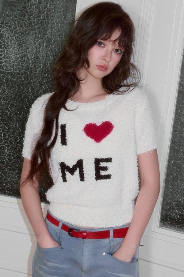 Versatile Crew Neck Love Knitwear