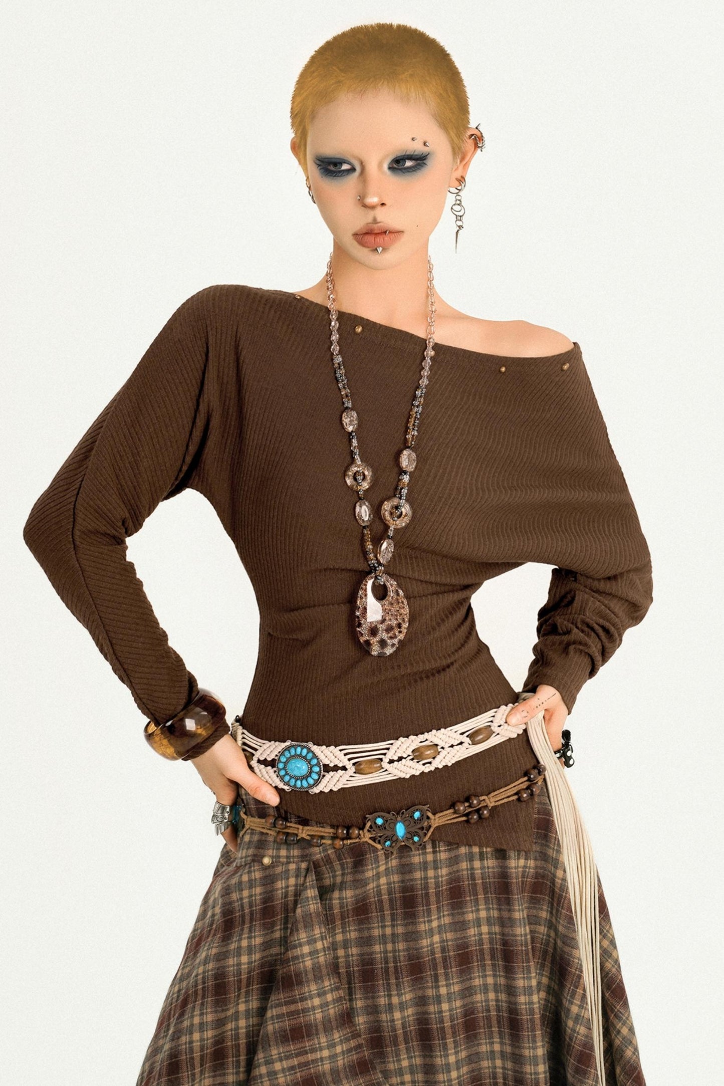 Retro Coffee Color Long Sleeve T-Shirt