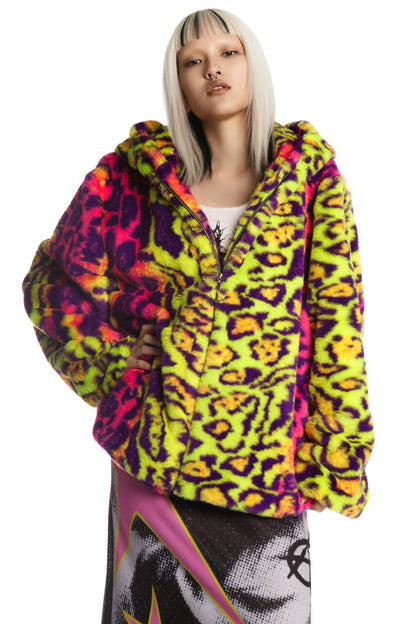 Neon Leopard Hooded Jacket