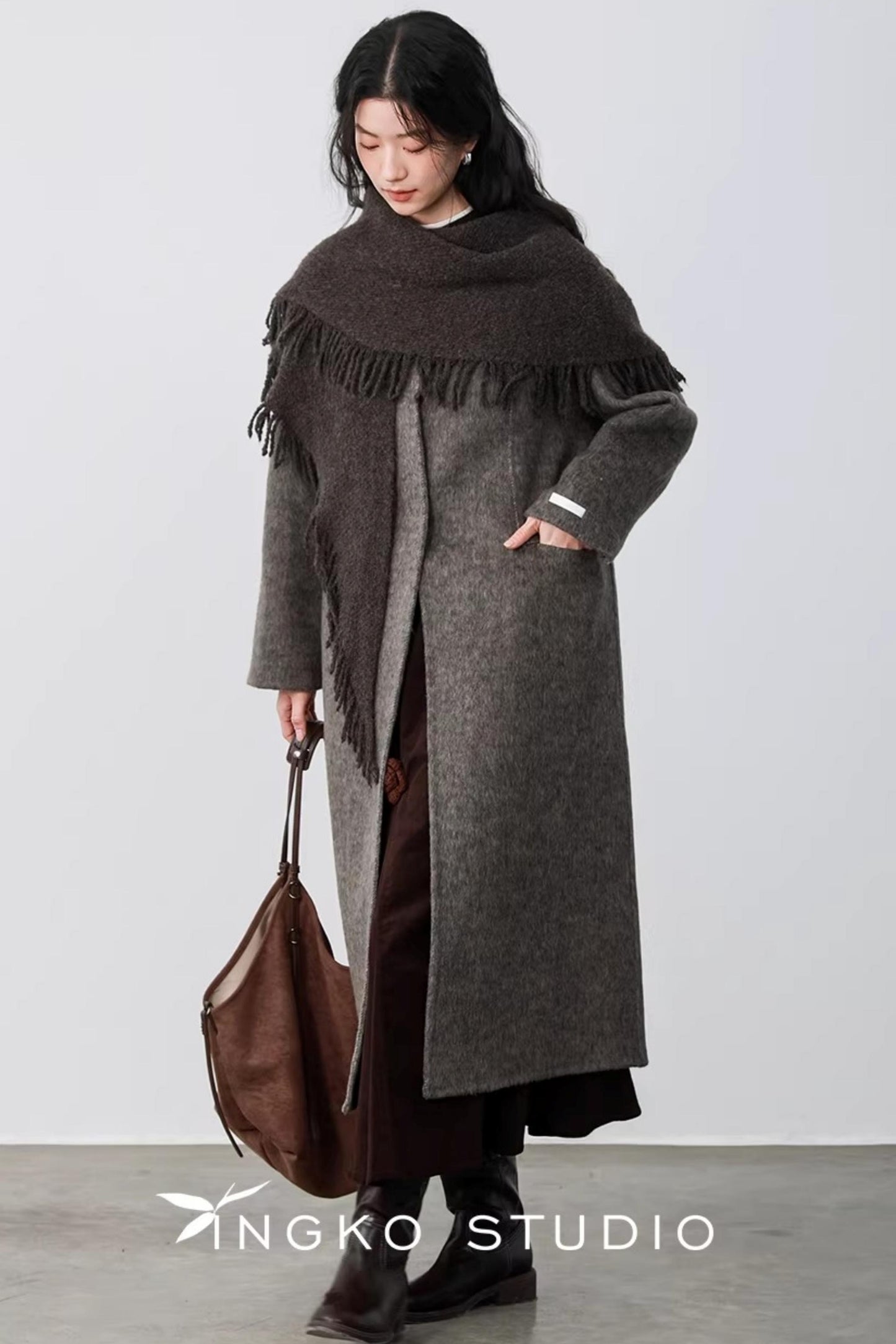 Oatmeal Latte Woolen Long Coat