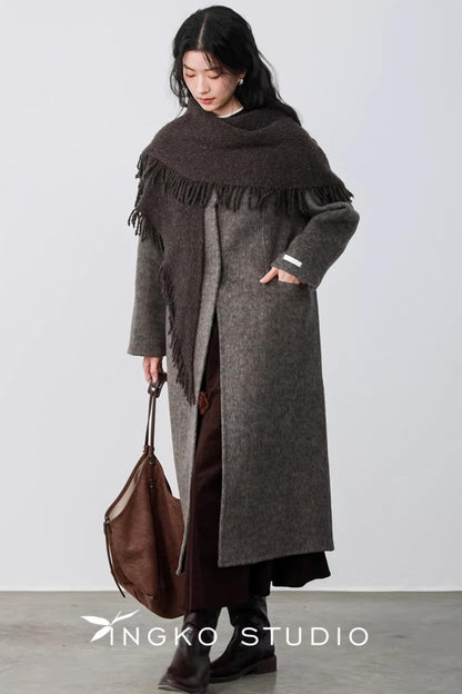 Oatmeal Latte Woolen Long Coat