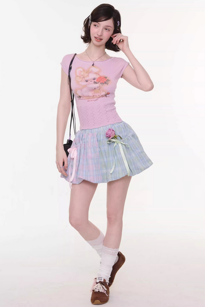 Rainbow Candy Plaid Skirt