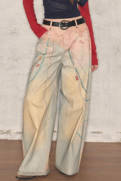 Summer Lace Denim Pants