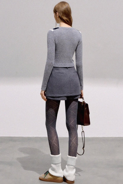 Vintage Diamond Plaid Knitted Cardigan