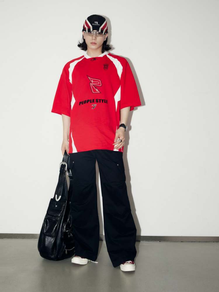 Contrast Color Uniform T-Shirt