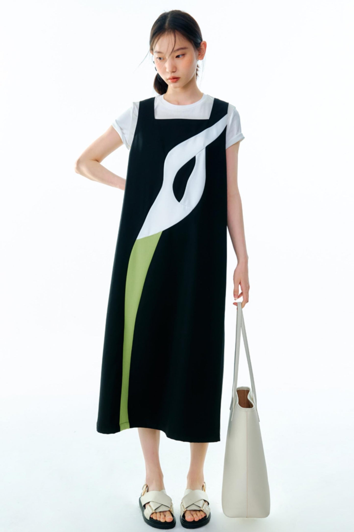 Calla-Lilien-Patchwork-Trägerkleid