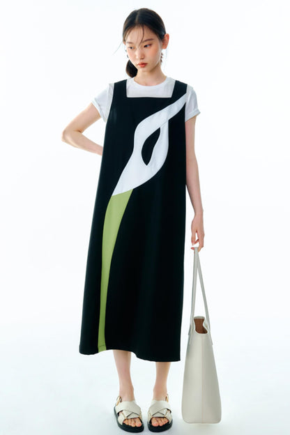 Calla-Lilien-Patchwork-Trägerkleid