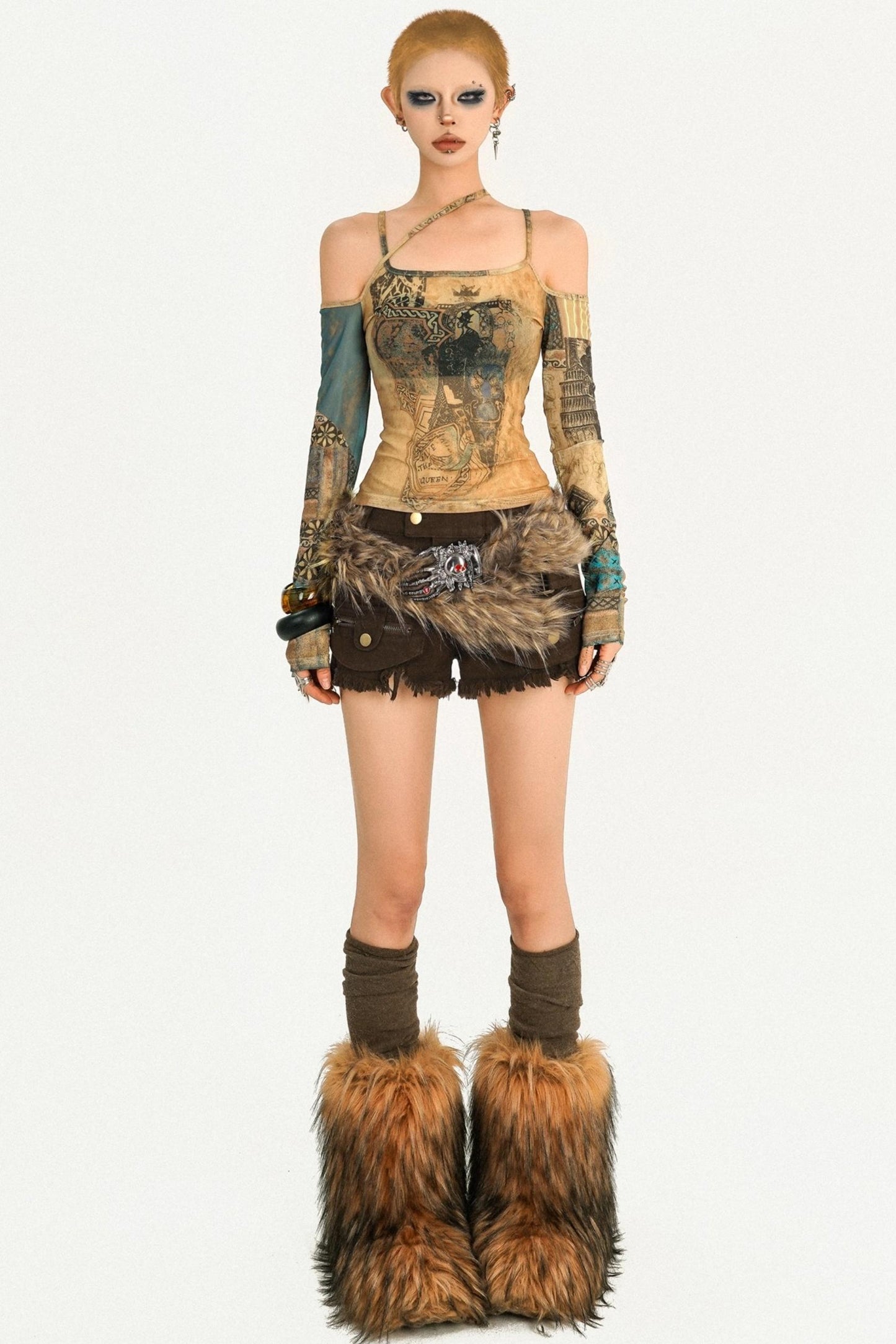 Retro Hairy Skull Scalp Belt