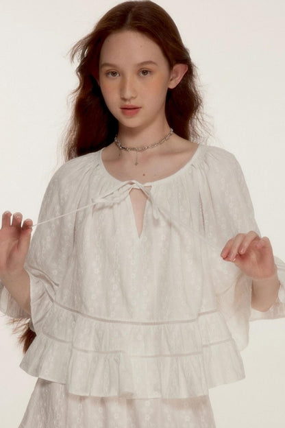 Noisy Flowers Embroidered Shirt Shorts Set-Up