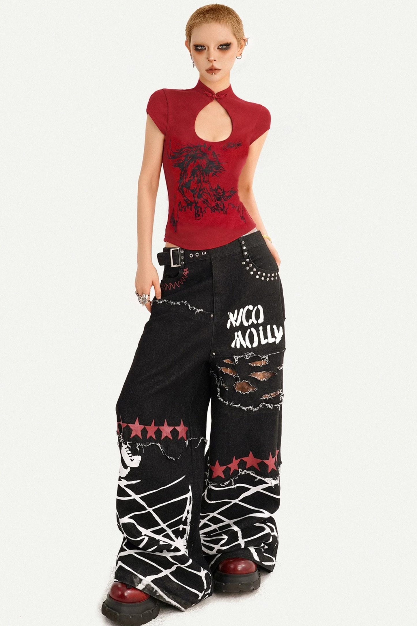 Rotes Millennium-Cheongsam-Oberteil