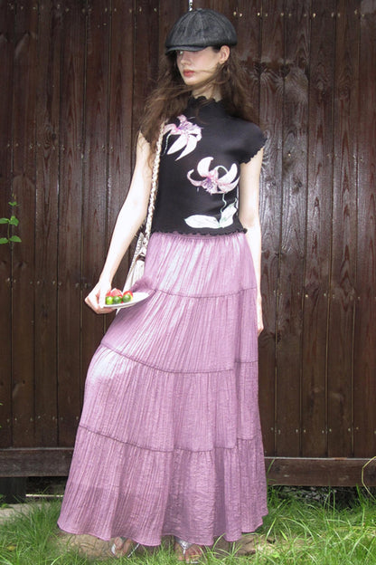 Whisper Purple Stretch Top With Purple Skirt Set-Up