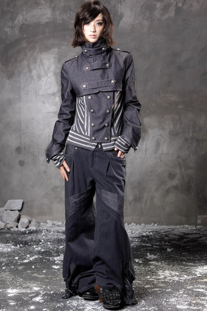 Denim Patchwork Striped Jacket