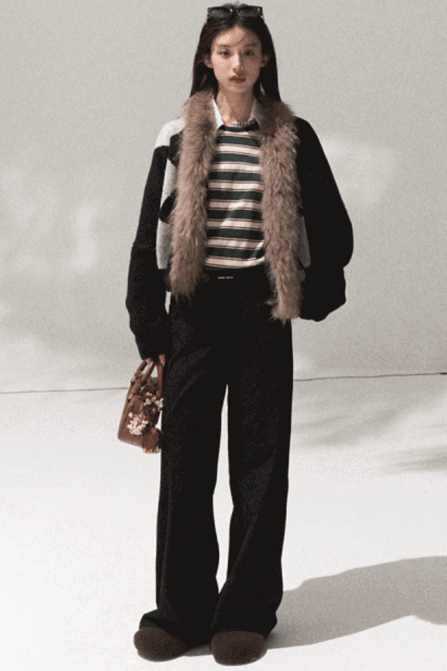 Contrasting Striped Long-Sleeve Shirt