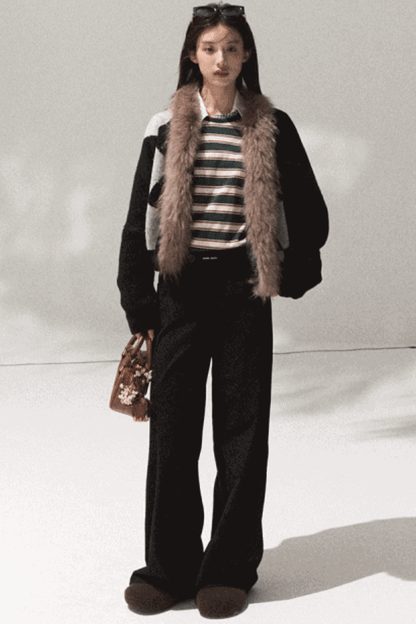 Contrasting Striped Long-Sleeve Shirt