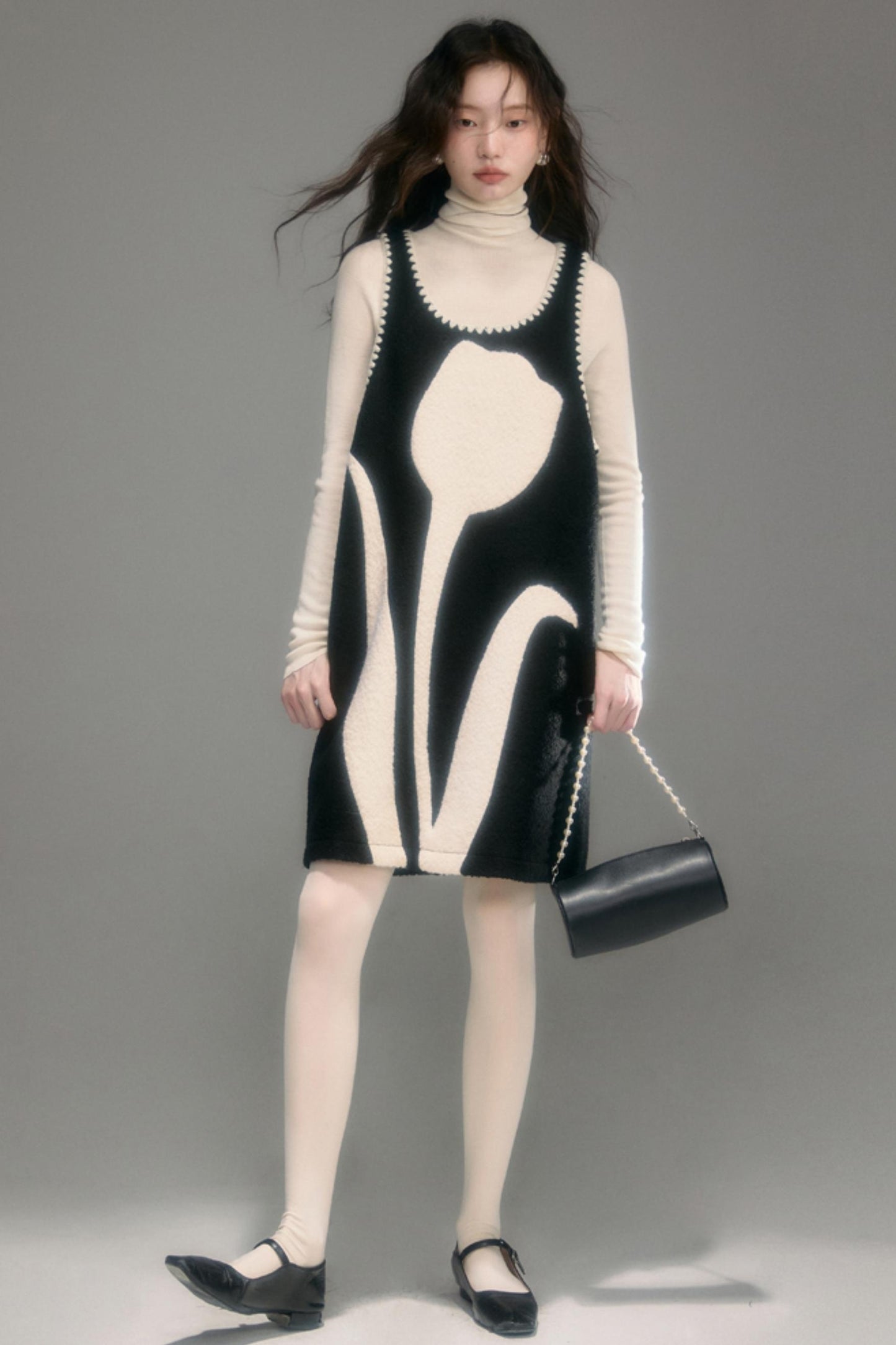 Little Tulip Flower Woolen Vest Dress