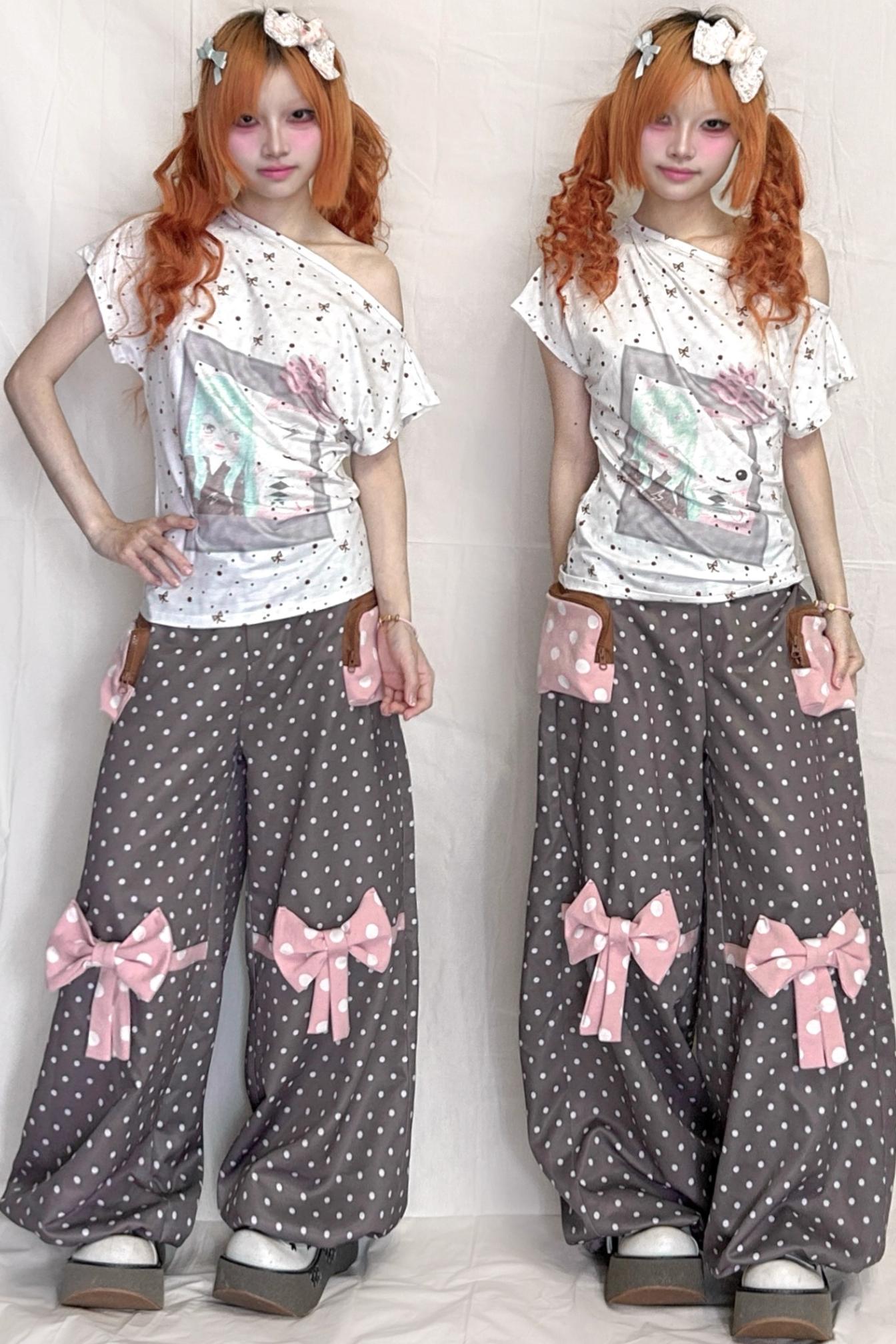 Original Mint White Polka Dot Top