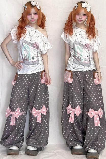 Original Mint White Polka Dot Top