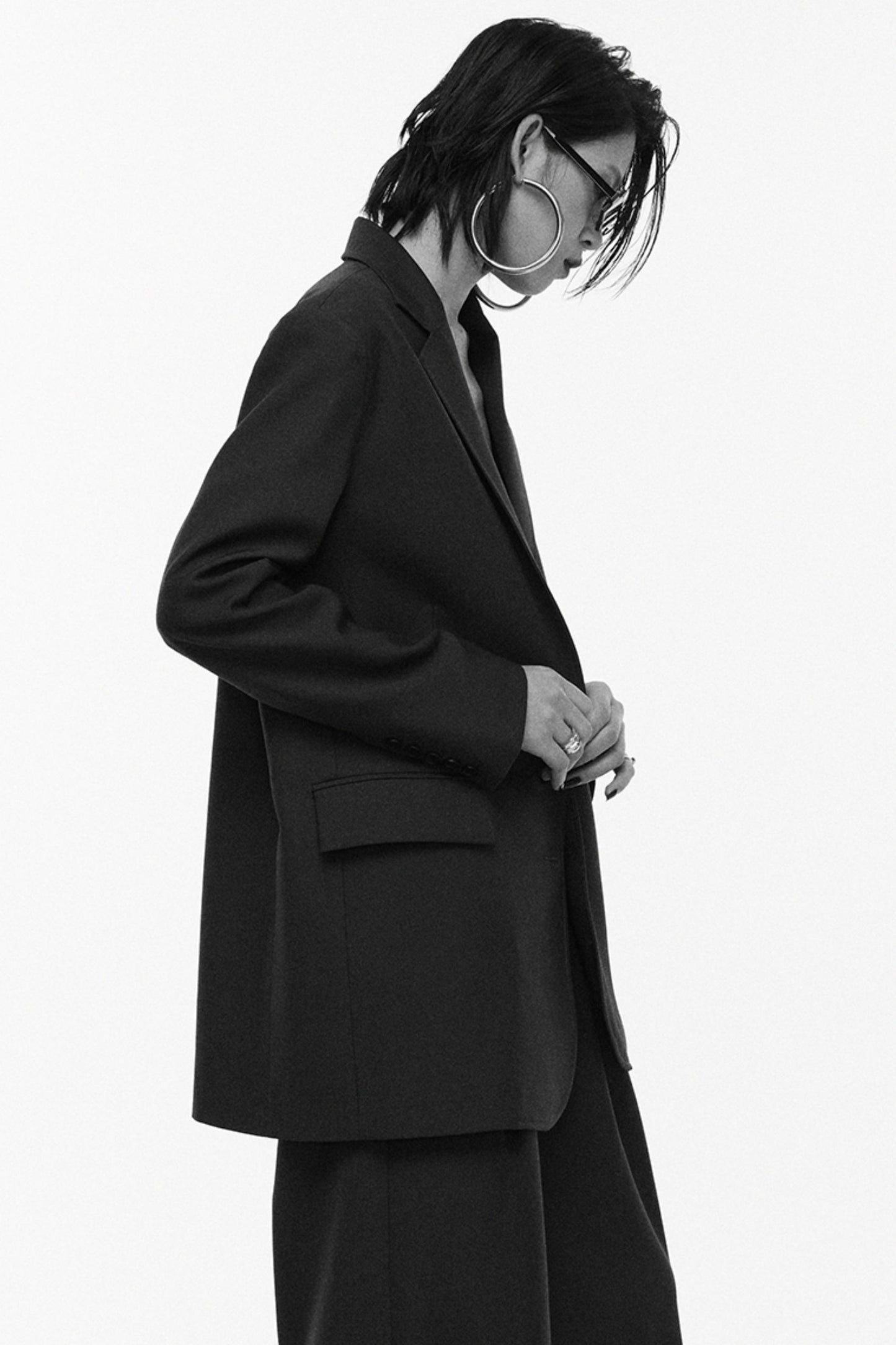 Black Pleated Wide-Leg Pants