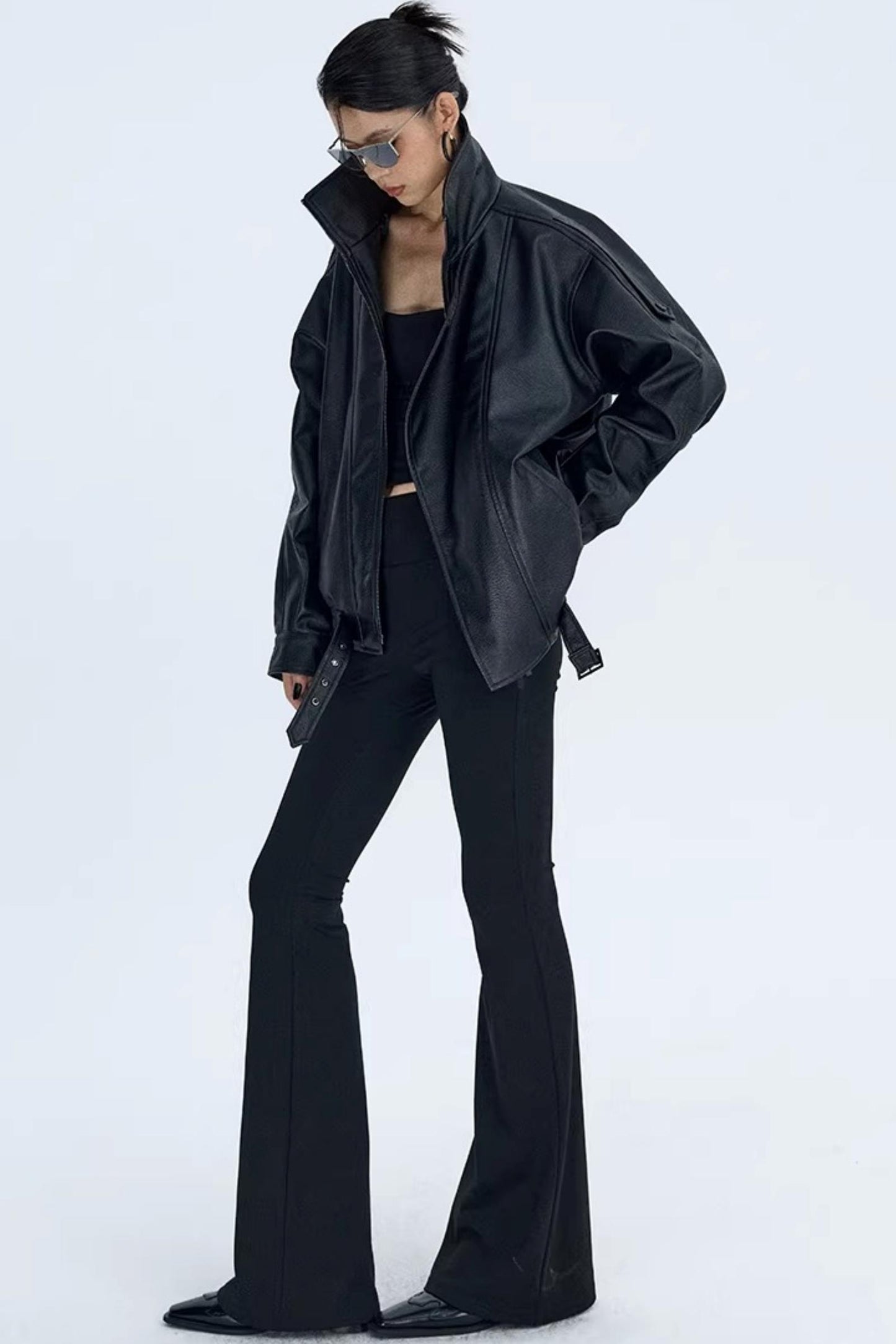 Retro Lychee Pattern Leather Jacket