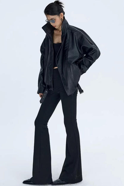 Retro Lychee Pattern Leather Jacket