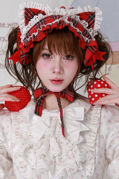 Christmas Plaid Cat Ear Headband