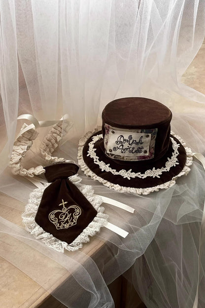 Brown Velvet Bowler Hat Tie Set-Up