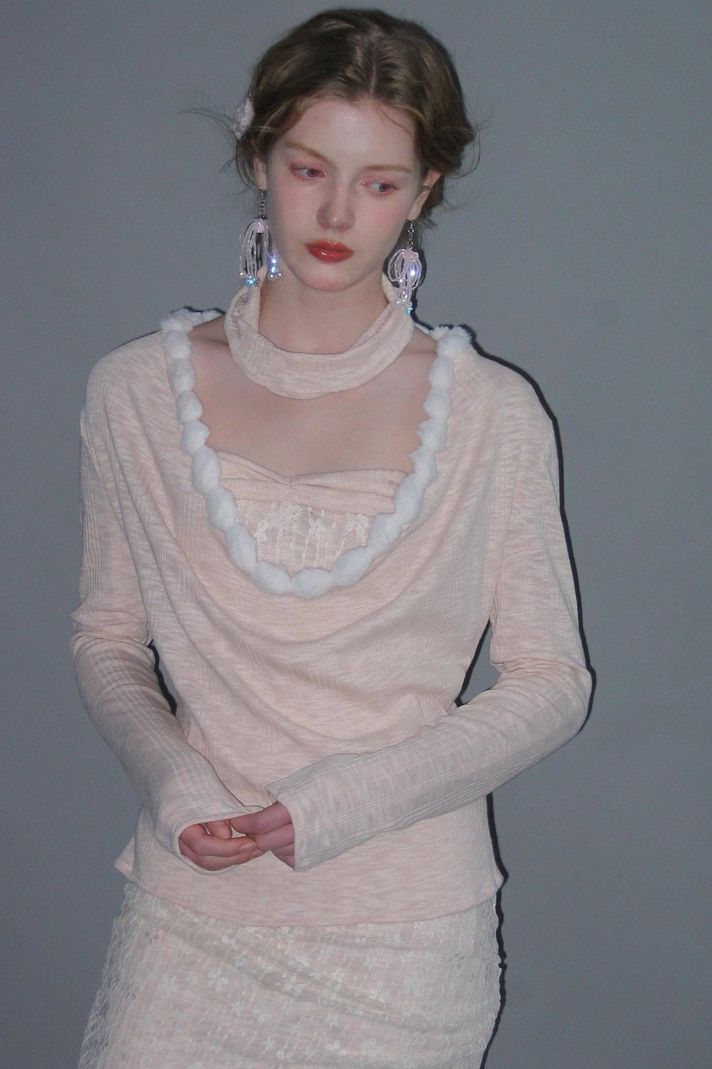 Pink Lace Polka Dot Top Set-Up