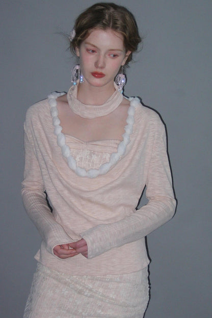 Pink Lace Polka Dot Top Set-Up