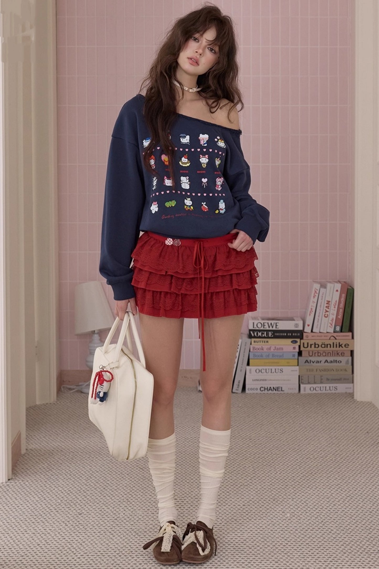 Elegant Red Lace Cake Skirt