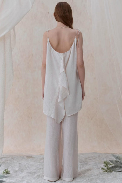 Draped Pearl Stripe Camisole Set-UP