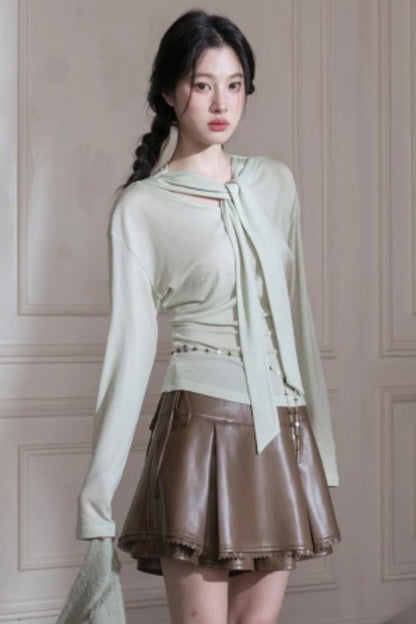 Lyocell Wool Shawl Knitwear Top