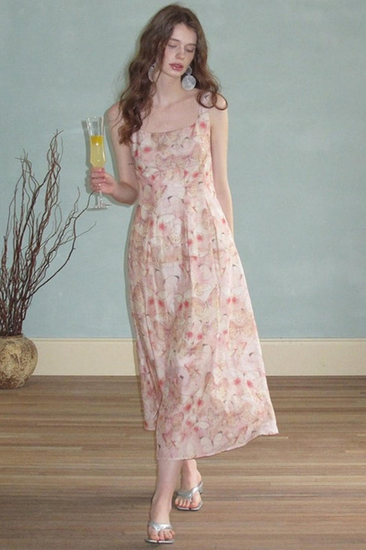 Slim Butterfly Sheer French Dress