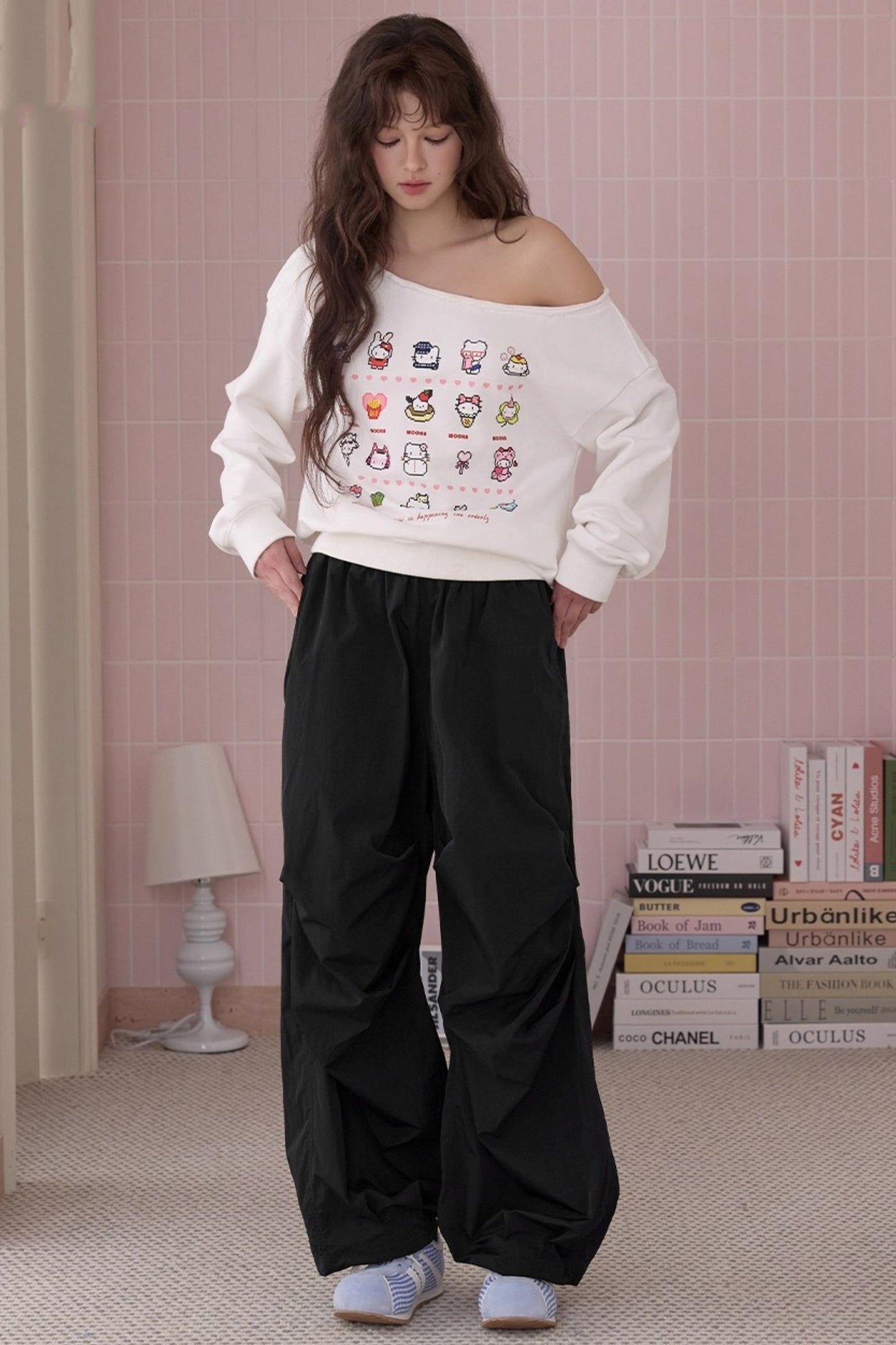 Loose Pleated Parachute Pants