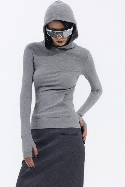 Gray Hooded Winter Sweater