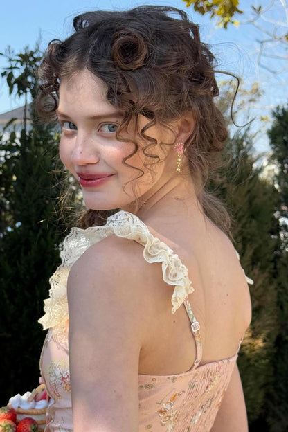 Rose Metallic Drop Earrings