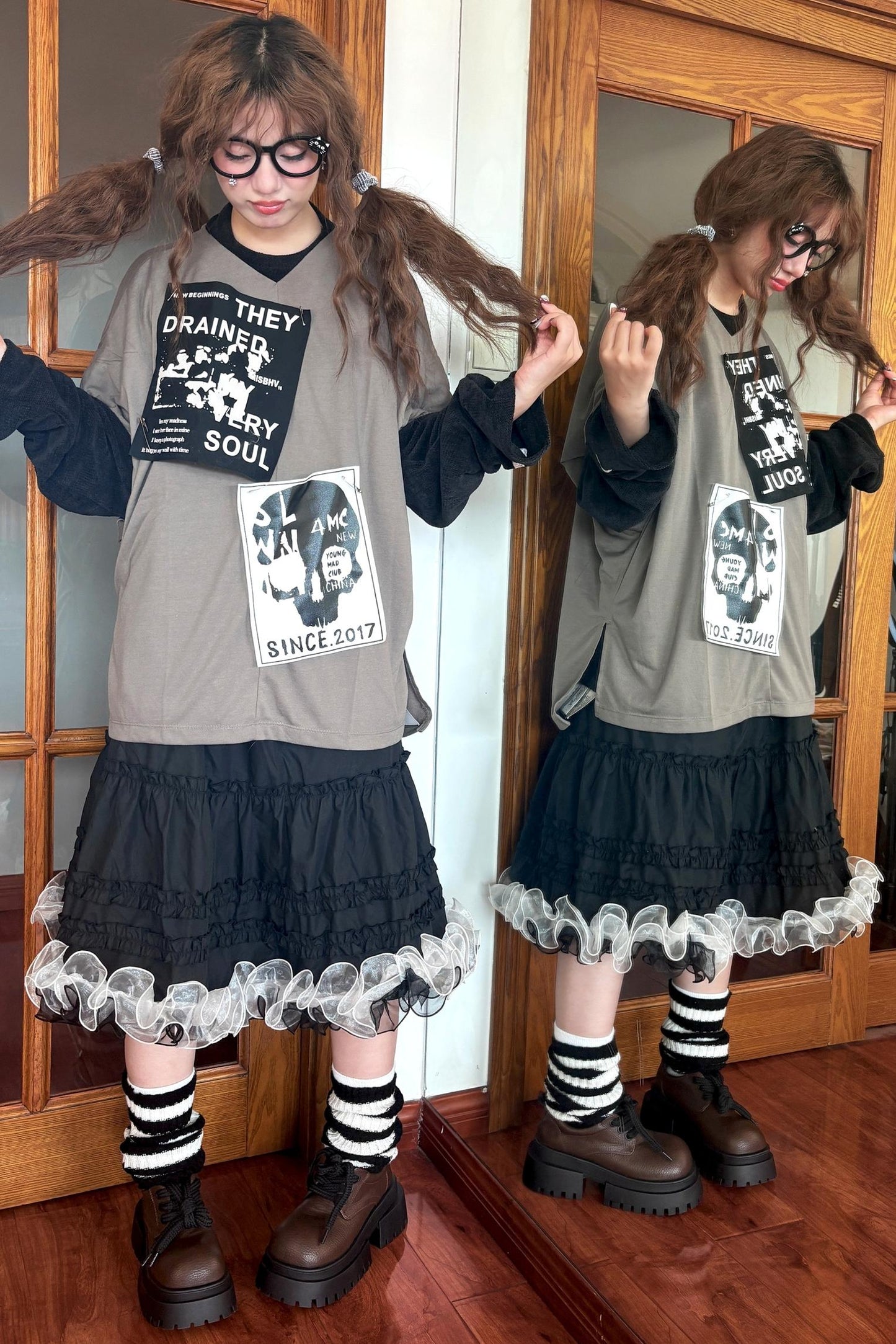 Dark Punk Chenille Sweatshirt Set