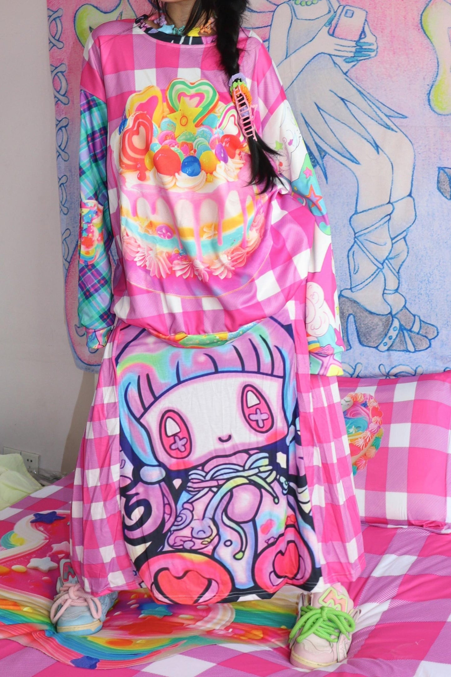 Y2K Plaid Sweatshirt Top