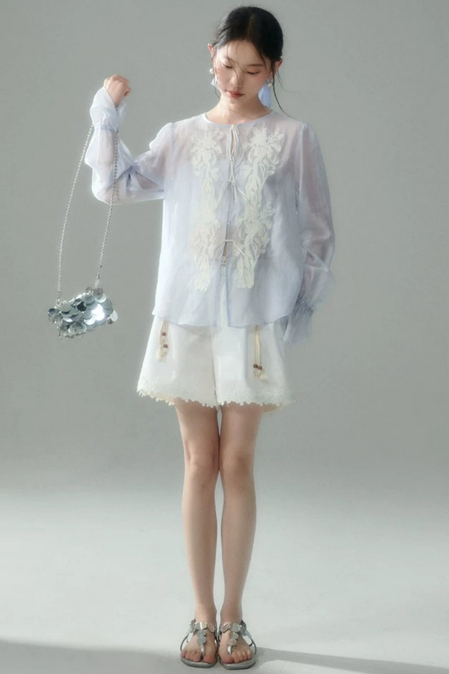 Embroidered Tencel Linen Blouse
