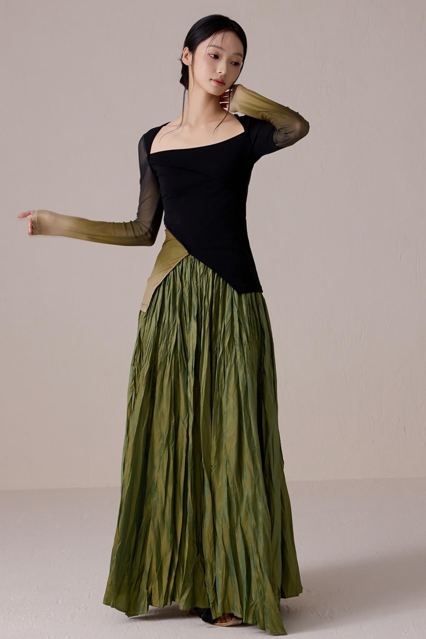 Color-Block Gradient Long Sleeve Tee