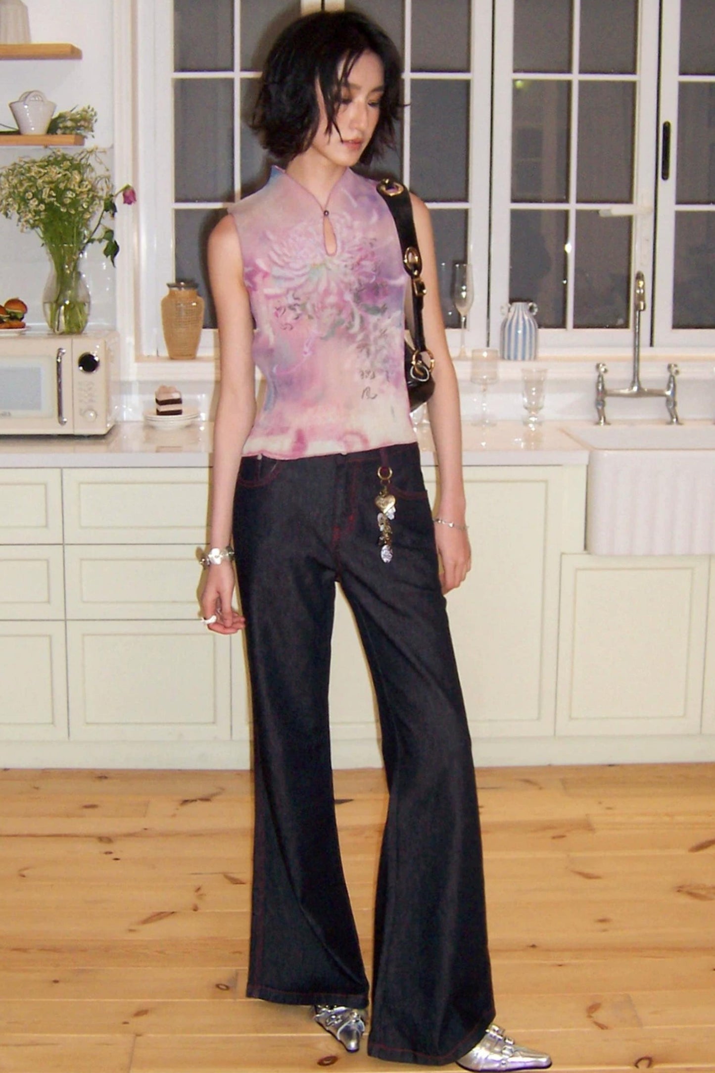 Twilight Chrysanthemum Pleated Vest