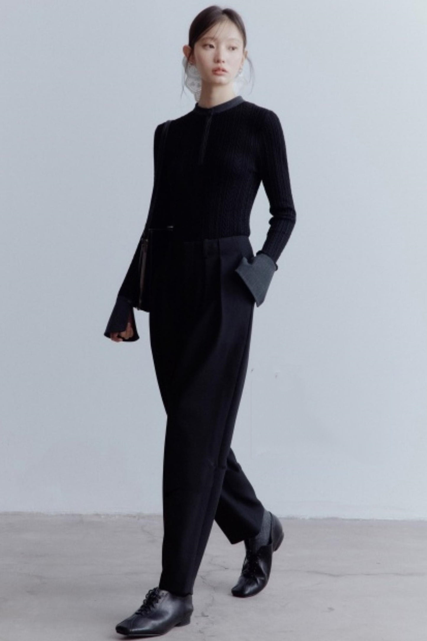 Black Cocoon Shaped Suit Pants