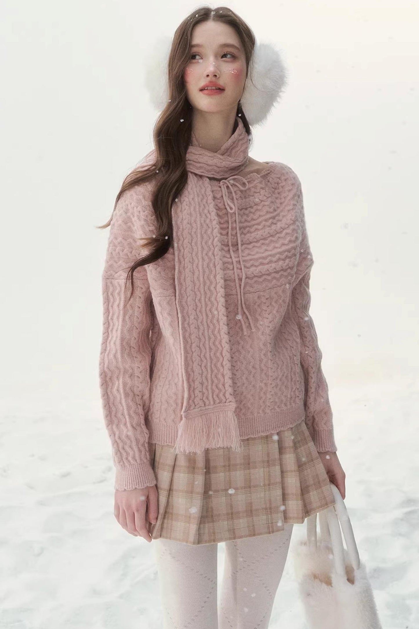 Vintage Off-Shoulder Knit Sweater